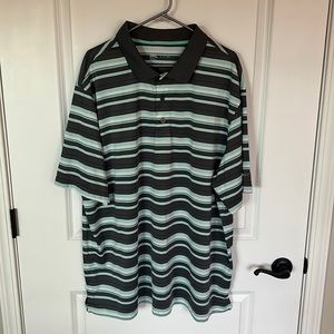 Reebok Golf Gray Striped Polo Shirt.